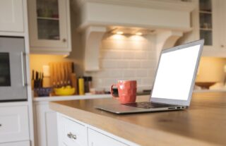 Laptop on a table